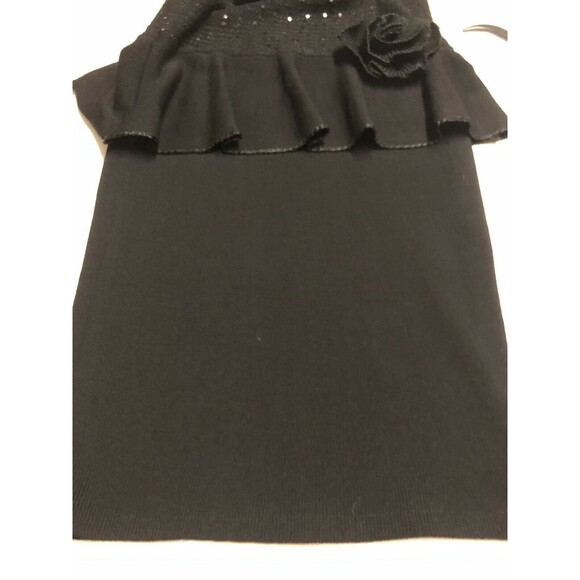 Fianona Vintage Dress 2 Pc Black Wool Knit Sequins Size Large - Picture 6 of 10
